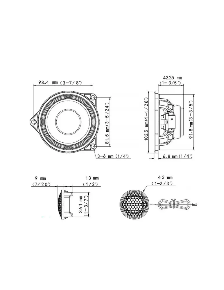 ALPINE DP2-40C-B Dvoupásmová sada reproduktorů určená pro BMW Plug & Play 4" / 10 cm